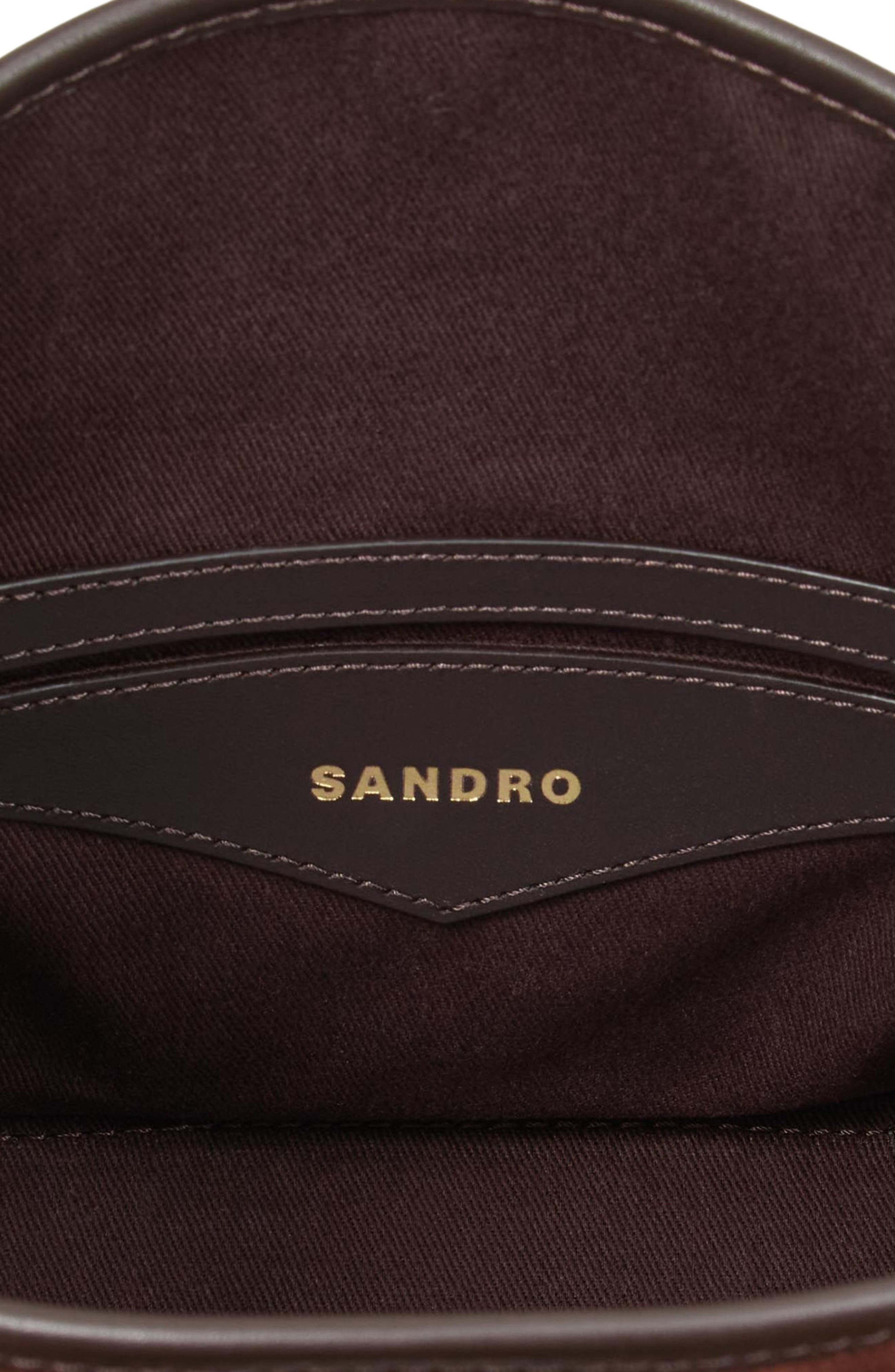 SANDRO TANGOSO fringed suede bag, Alternate, color, Mahogany