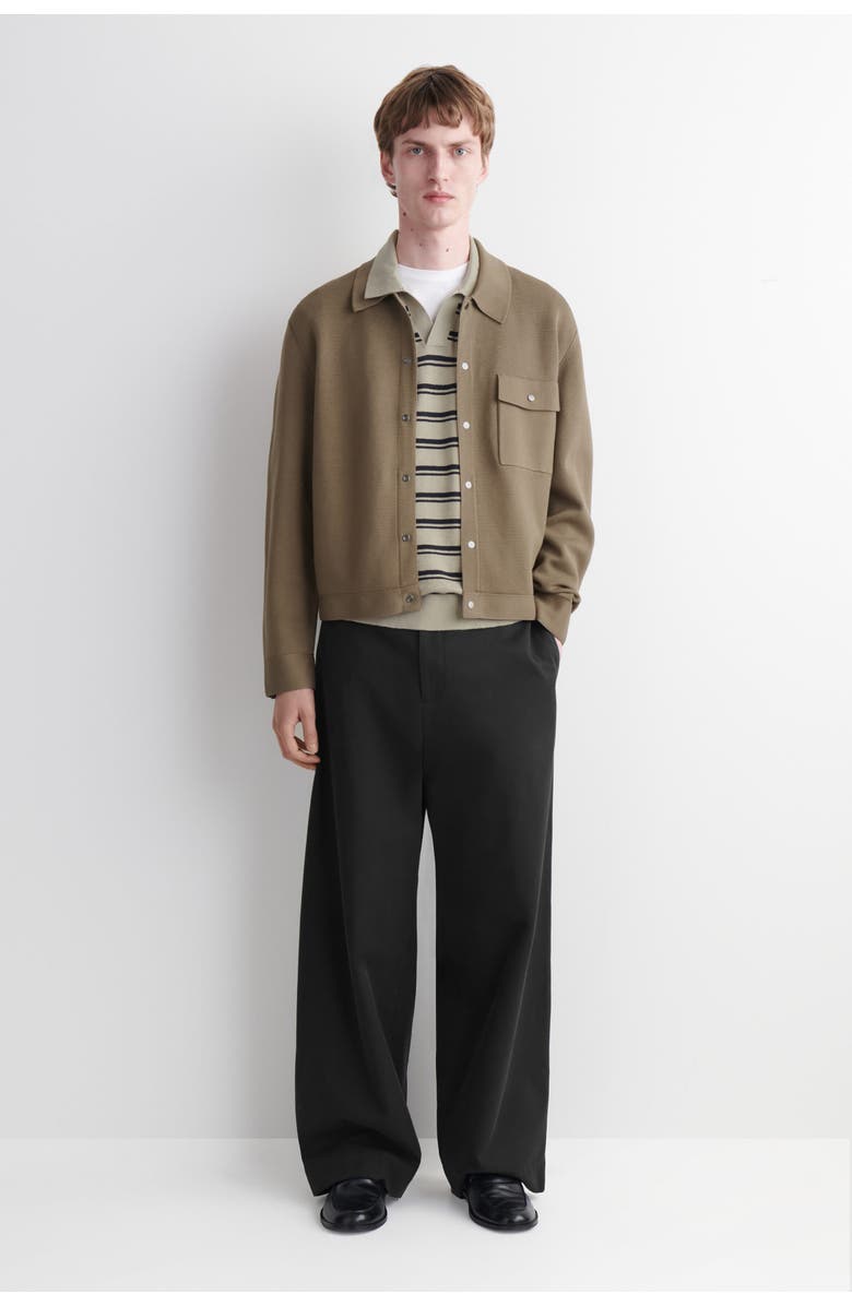 COS Knitted Linen Polo Shirt, Alternate, color, Beige / Brown / Striped