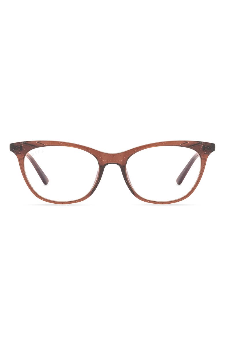 DIFF Jade 51mm Blue Light Blocking Cat Eye Glasses, Main, color, Festive Umbria / Clear