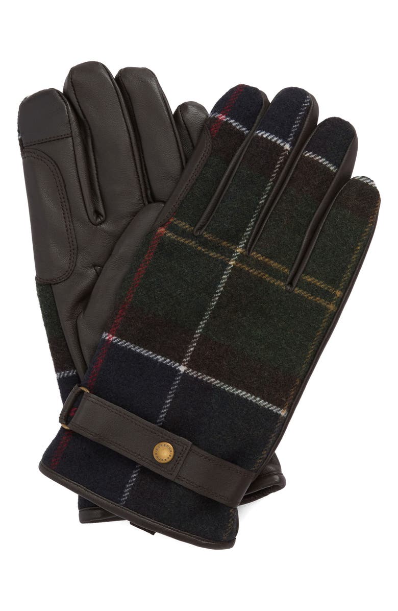 Barbour Newbrough Tartan Waterproof Gloves, Alternate, color, Classic Brown