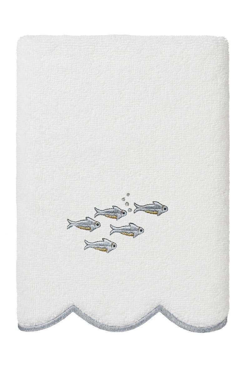 6-Piece Fish School Embroidered Turkish Cotton Towel Set, Alternate, color, WHITE/ GRAY