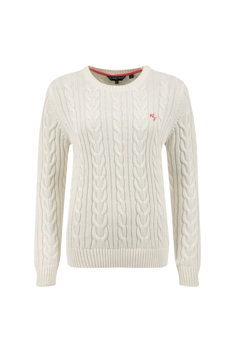 Amberise Crew Neck Cable Knit Jumper, Alternate, color, Light Cream