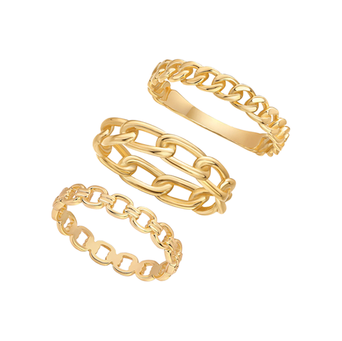 Solid Link Band Rings Combo Set