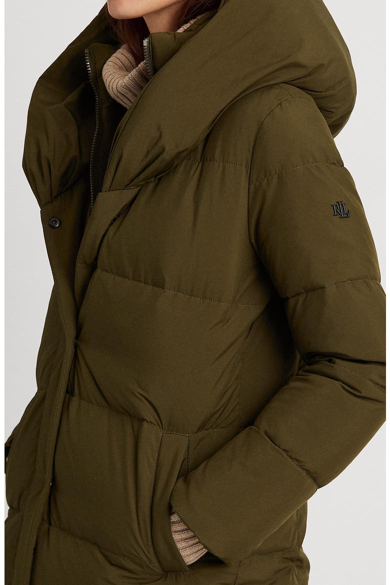 Pillow Hood Longline Down & Feather Jacket, Alternate, color, LODEN