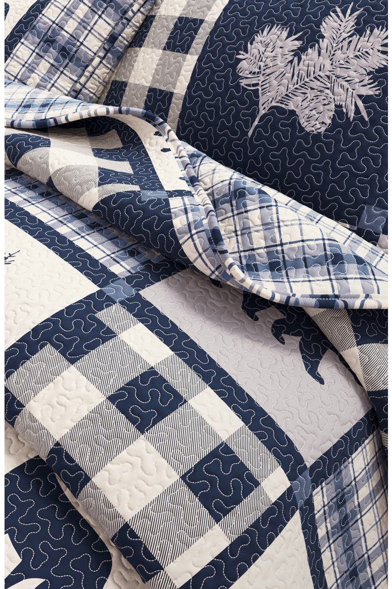 Lodge Patchwork Quilt Set, Alternate, color, NAVY / GREY