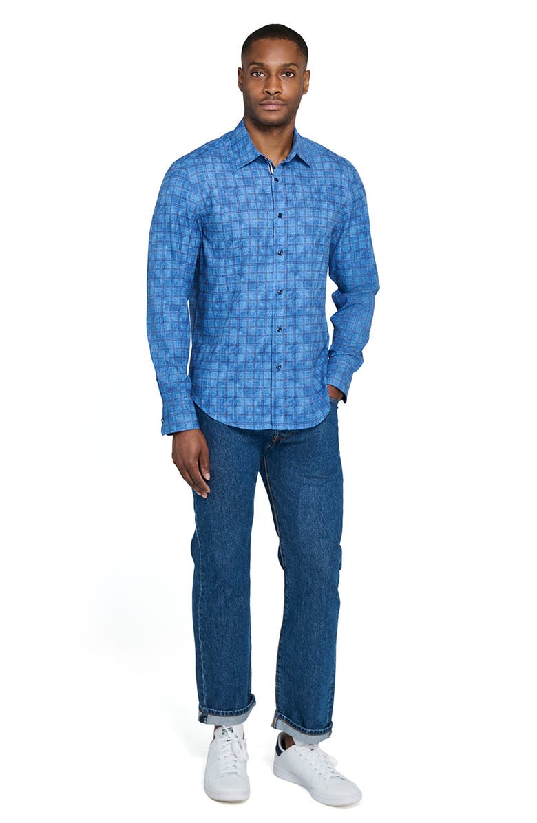 Brooklyn Brigade Flannel Print Woven Long Sleeve Basic, Alternate, color, Dk Denim