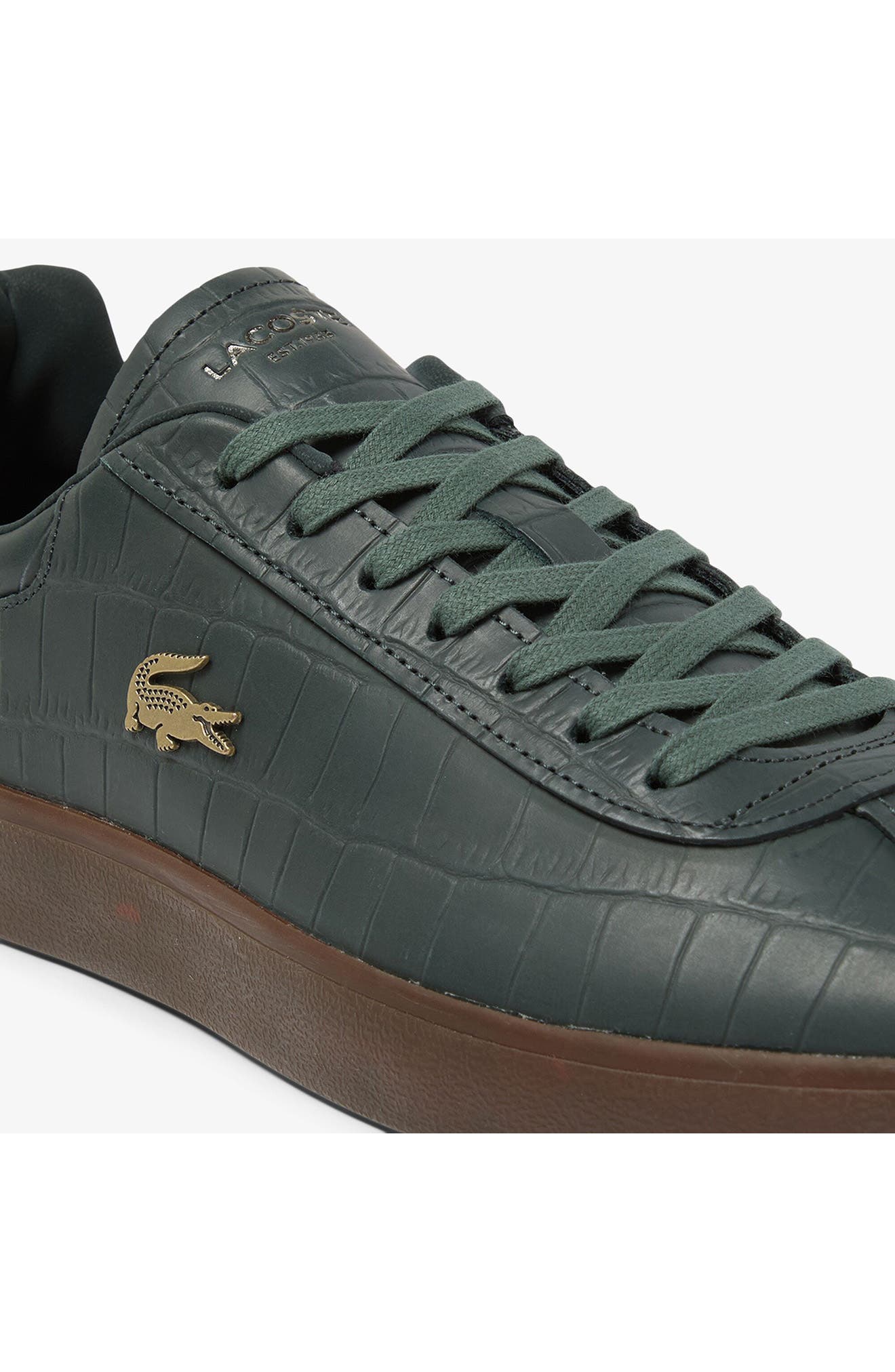 Lacoste Baseshot Croc Debossed Low Top Sneaker, Alternate, color, Green