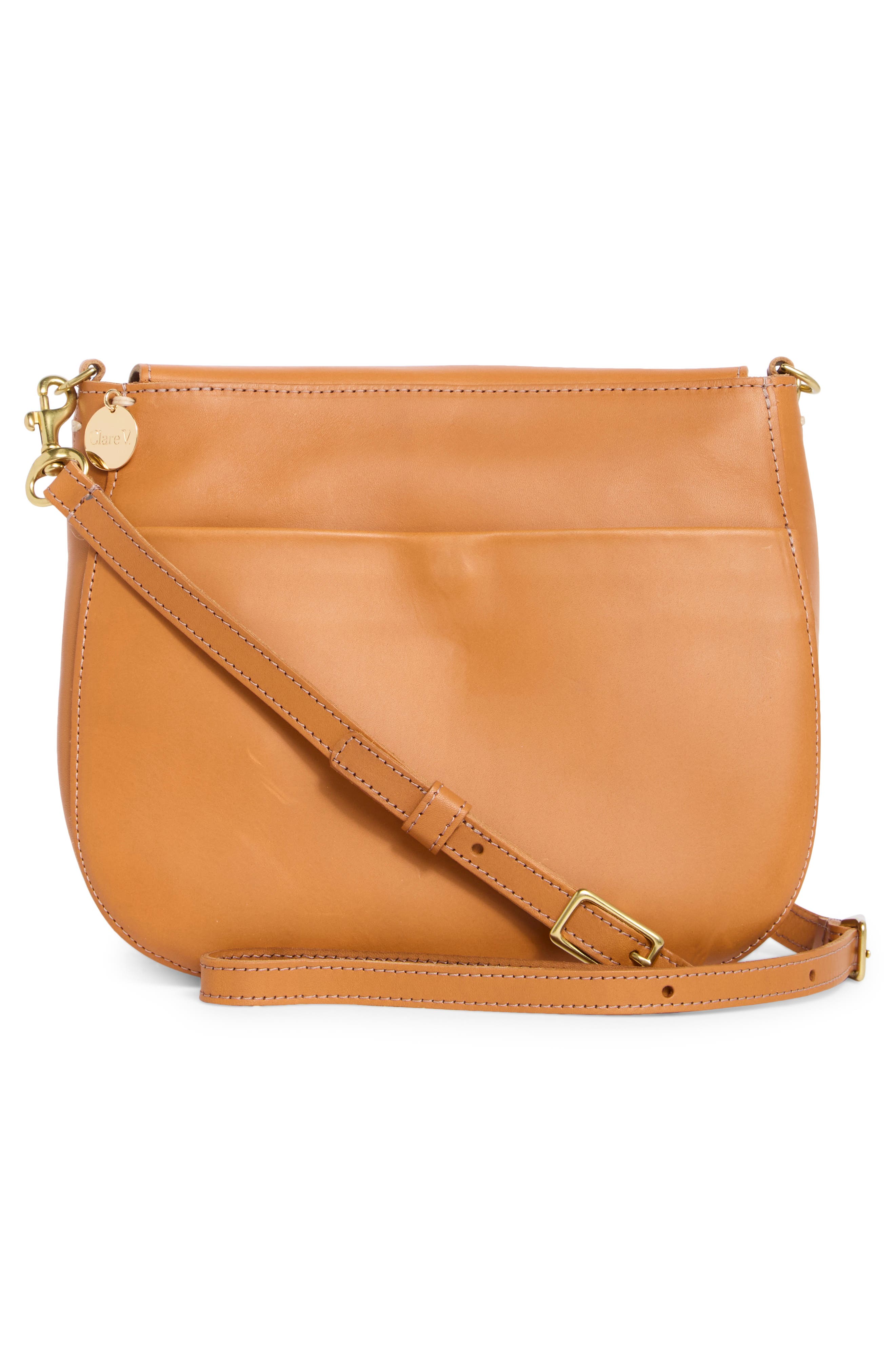 Clare V. Louis Leather Crossbody Bag, Alternate, color, Cuoio