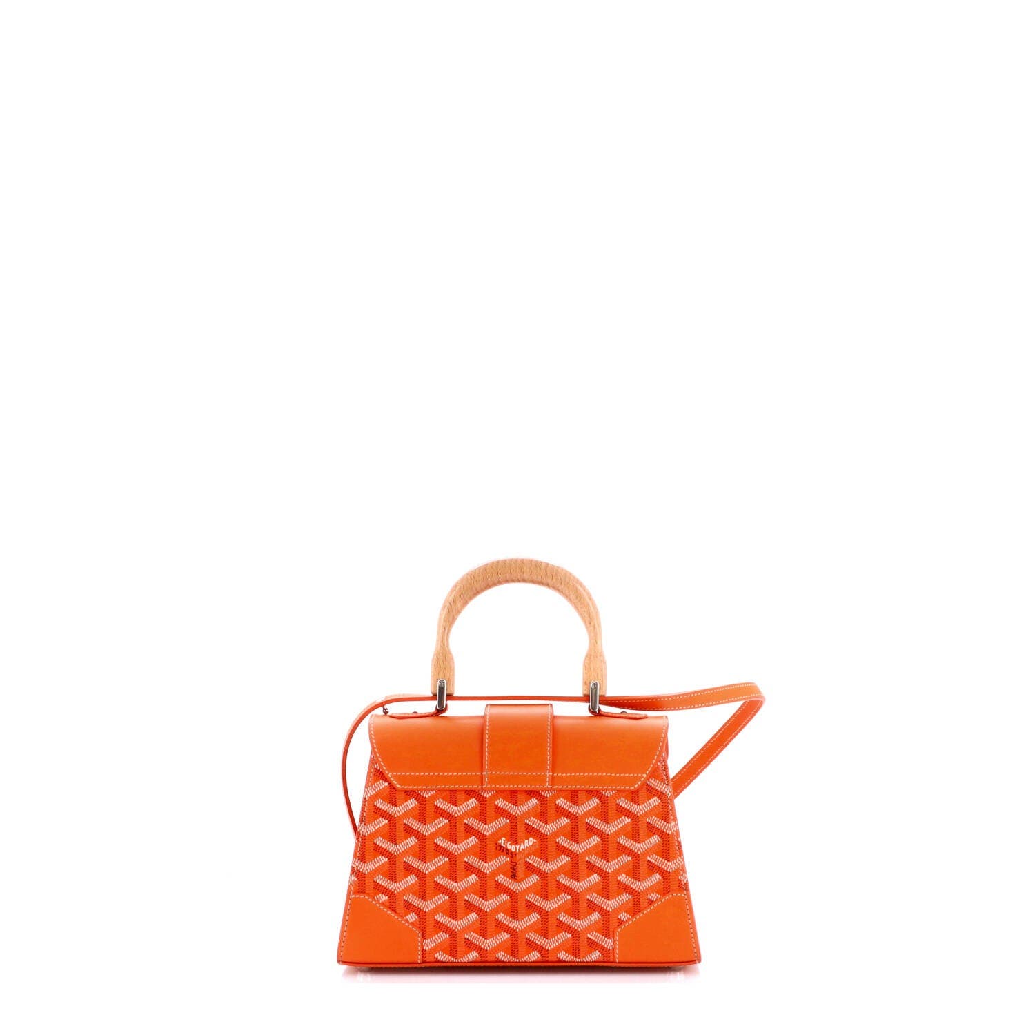 Structured Saigon Top Handle Bag Coated Canvas with Leather Mini, Alternate, color, Orange