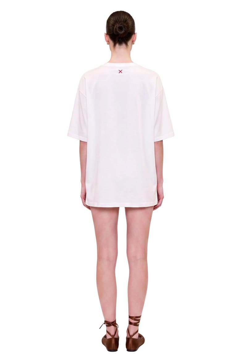 Daydreamers Mini T Shirt Dress With Lace And Satin Details, Alternate, color, white