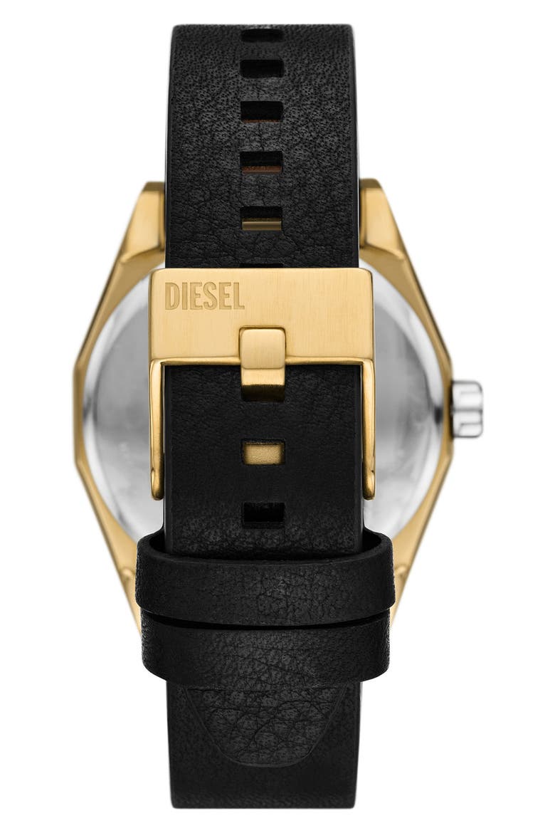 Scraper Leather Strap Watch, 43mm, Alternate, color, GOLD