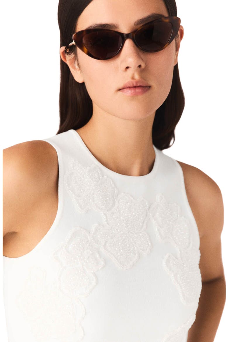 Beaded embroidered floral dress, Alternate, color, White