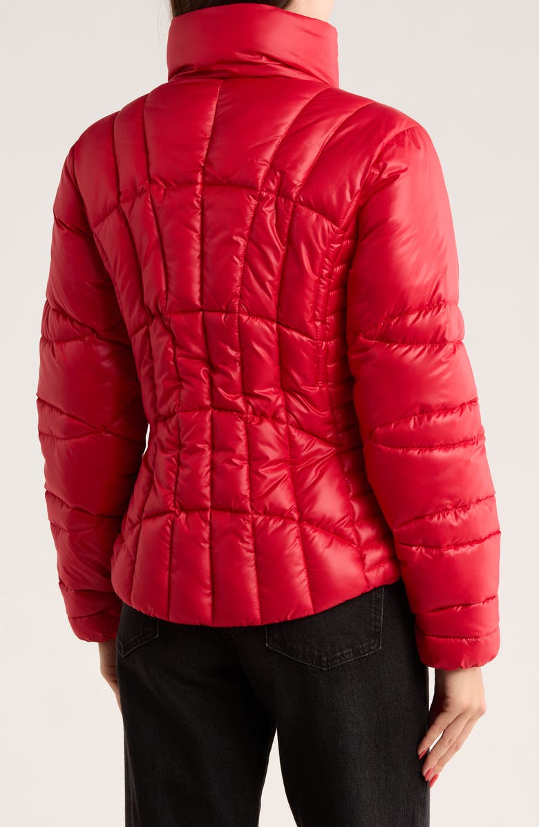 BCBGeneration Zip Corset Puffer Jacket, Alternate, color, Cherry