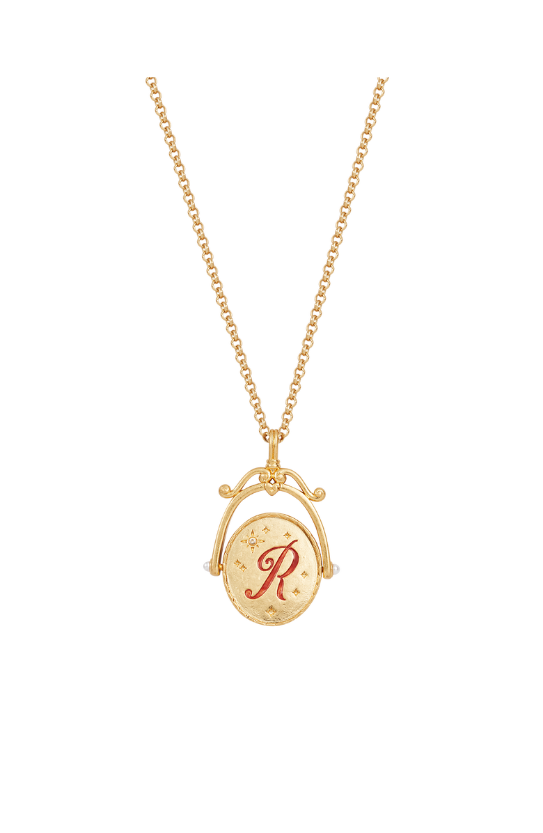 Fable England R Initial Rose Gold Spinner Chain Necklace, Main, color, Gold