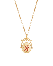 Fable England R Initial Rose Gold Spinner Chain Necklace