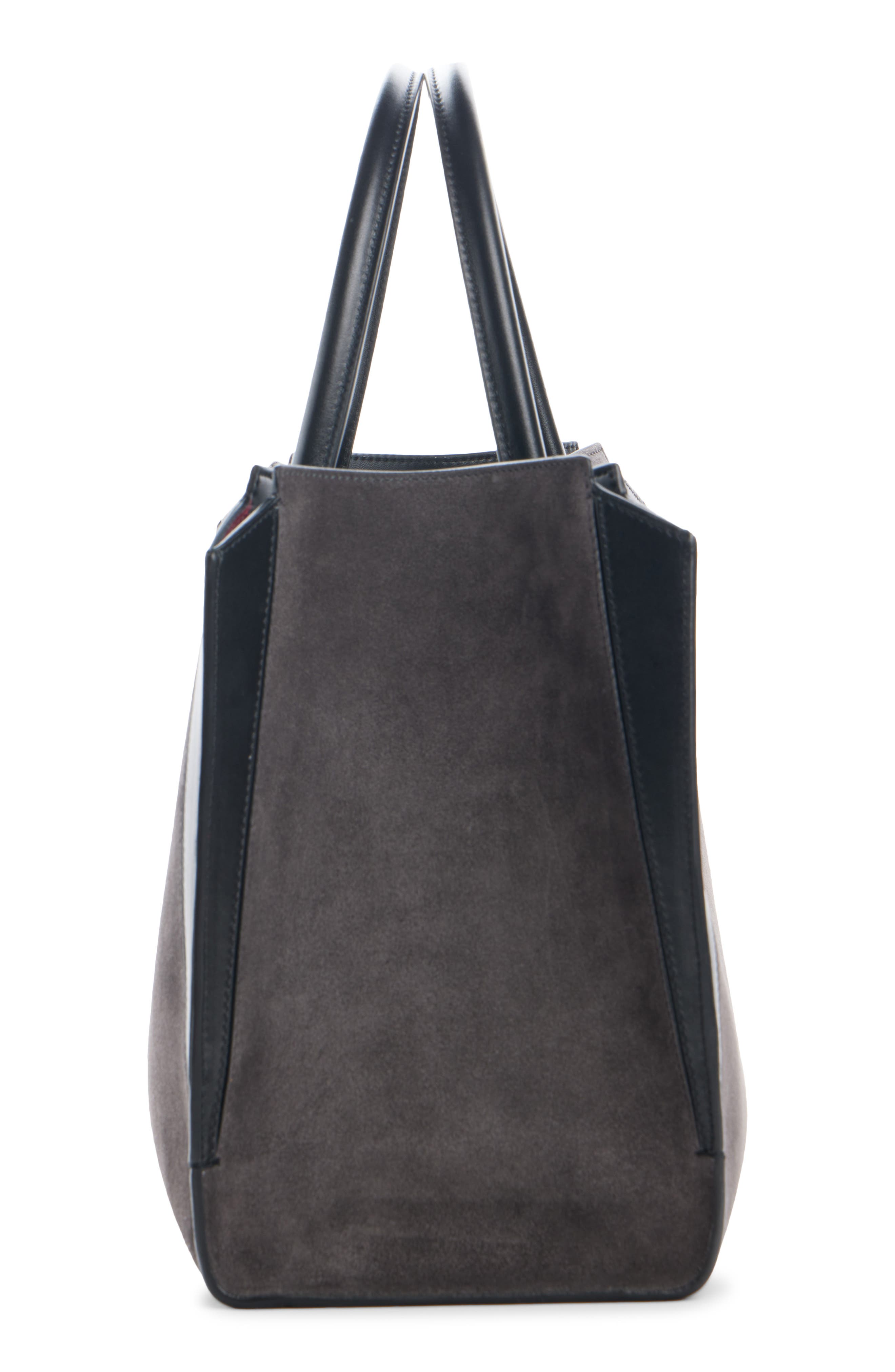 Small Antigona Catchall Leather & Suede Tote, Alternate, color, DARK GREY