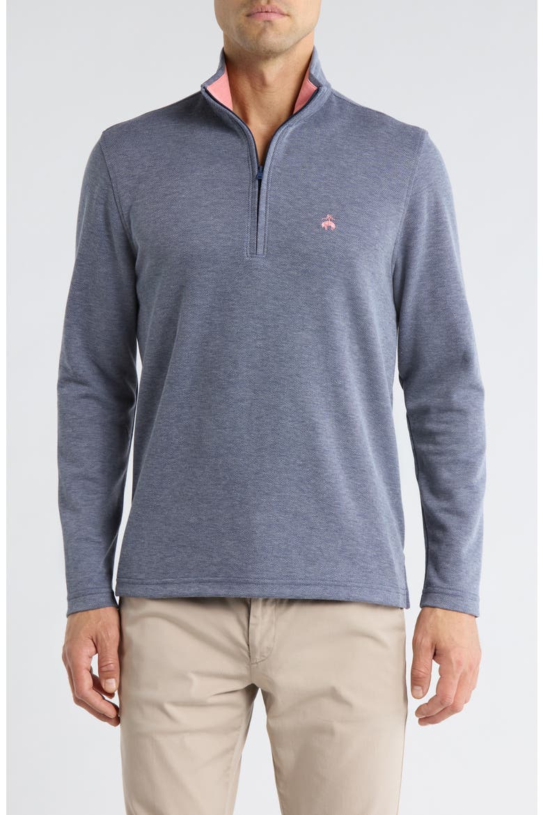 Heathered Quarter Zip Pullover, Main, color, DENIM HEATHER