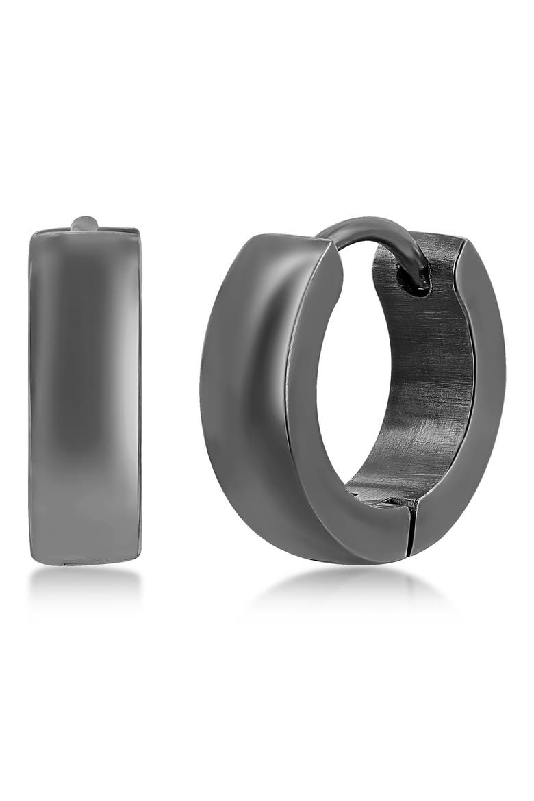 13mm Huggie Hoop Earrings, Main, color, BLACK