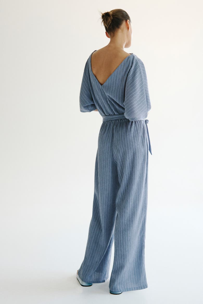 Textured Jersey Jumpsuit, Alternate, color, Dusty blue