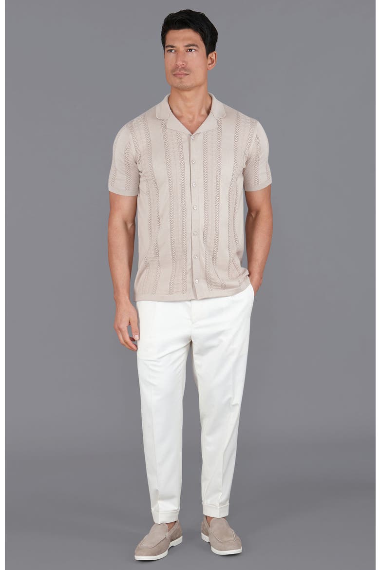 Cotton Open Knit Cuban Collar Shirt, Alternate, color, Linen