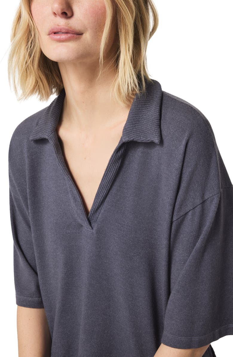 Splendid Brooke Johnny Collar Top, Alternate, color, Ash Navy