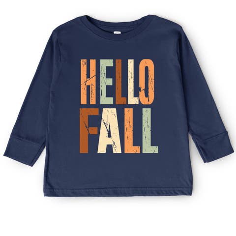 Hello Fall Autumn Colors Toddler Long Sleeve Graphic Tee