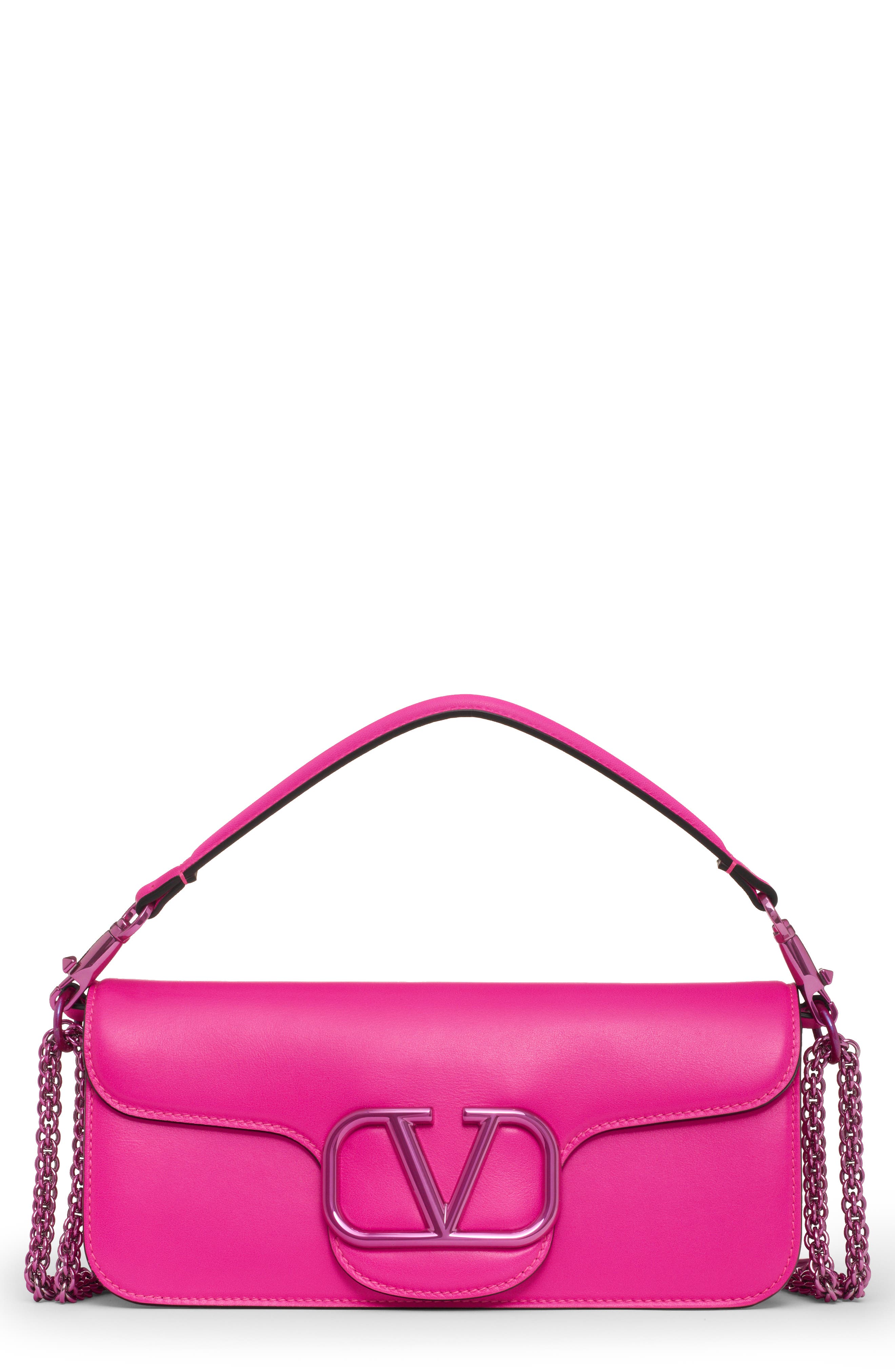 VLOGO Signature Leather Shoulder Bag, Main, color, UWT PINK PP