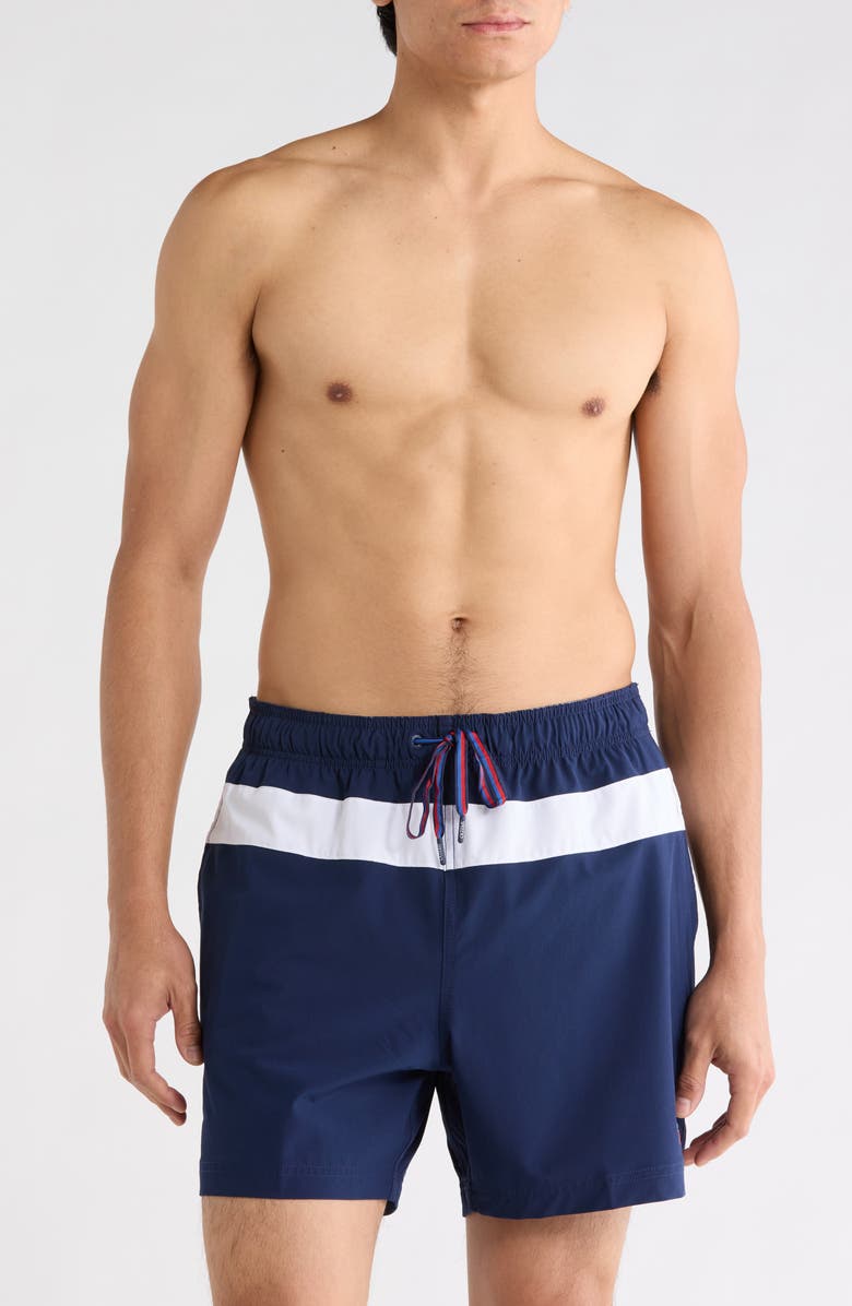 Speedo<sup>®</sup> Colorblock Volley Swim Trunks, Main, color, Navy