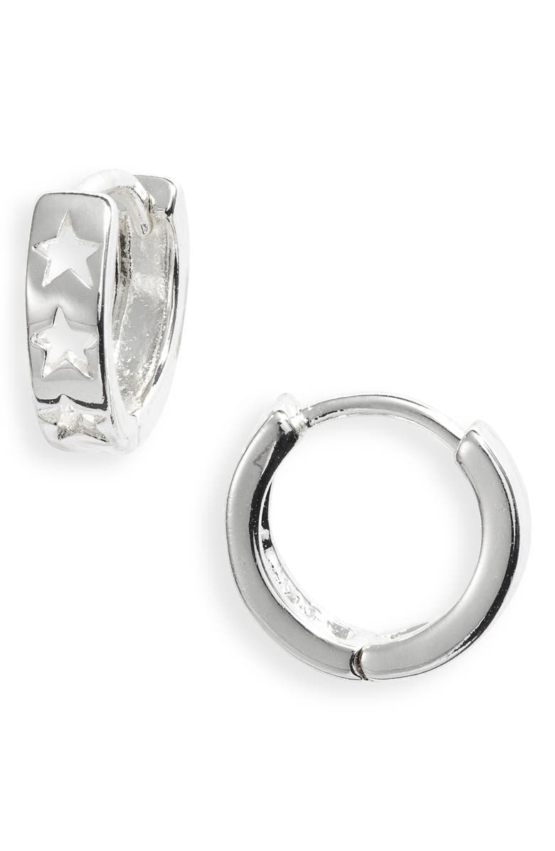 Estella Bartlett Cut Out Stars Huggie Hoop Earrings, Main, color,