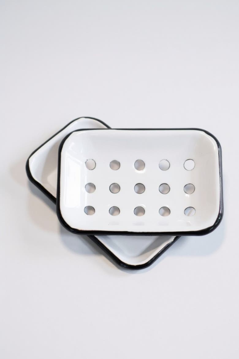 Enamel Soap Dish, Main, color, White