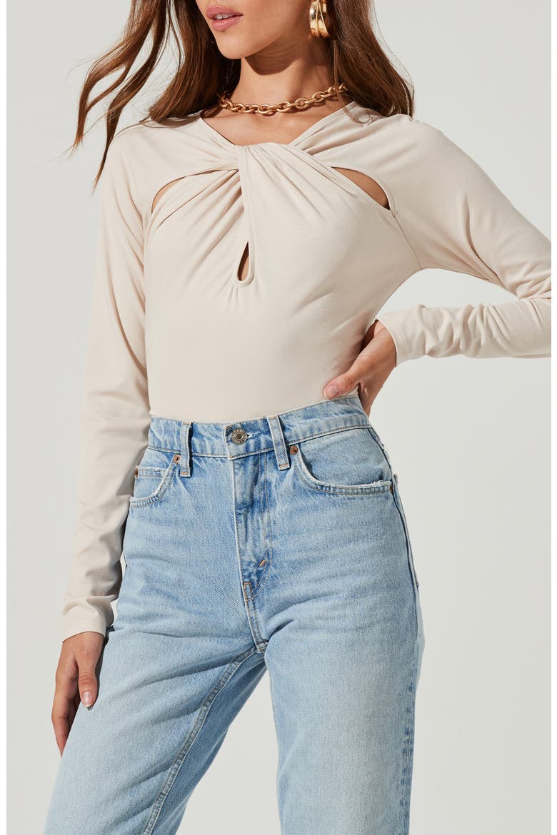the Label Cutout Bodysuit, Alternate, color, BONE