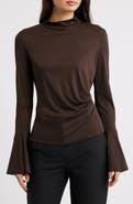 MANGO Ruched Bell Sleeve Top