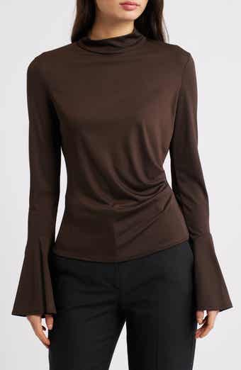 MANGO Ruched Bell Sleeve Top