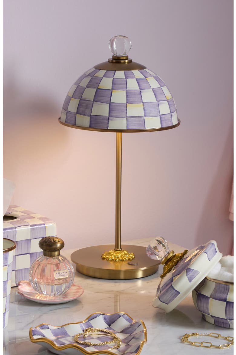 Violet Check LED Rechargeable Dome Table Lamp, Alternate, color, VIOLET