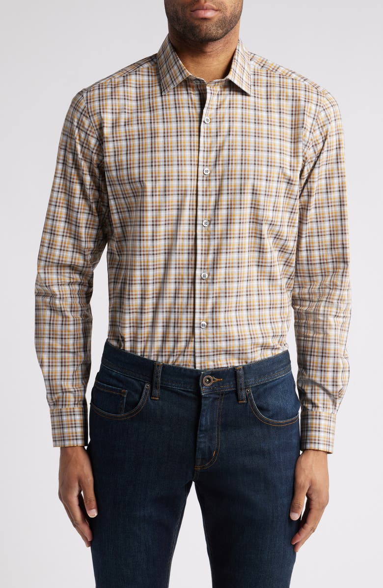 Scott Barber Tattersall Cotton Button-Up Shirt, Main, color, 