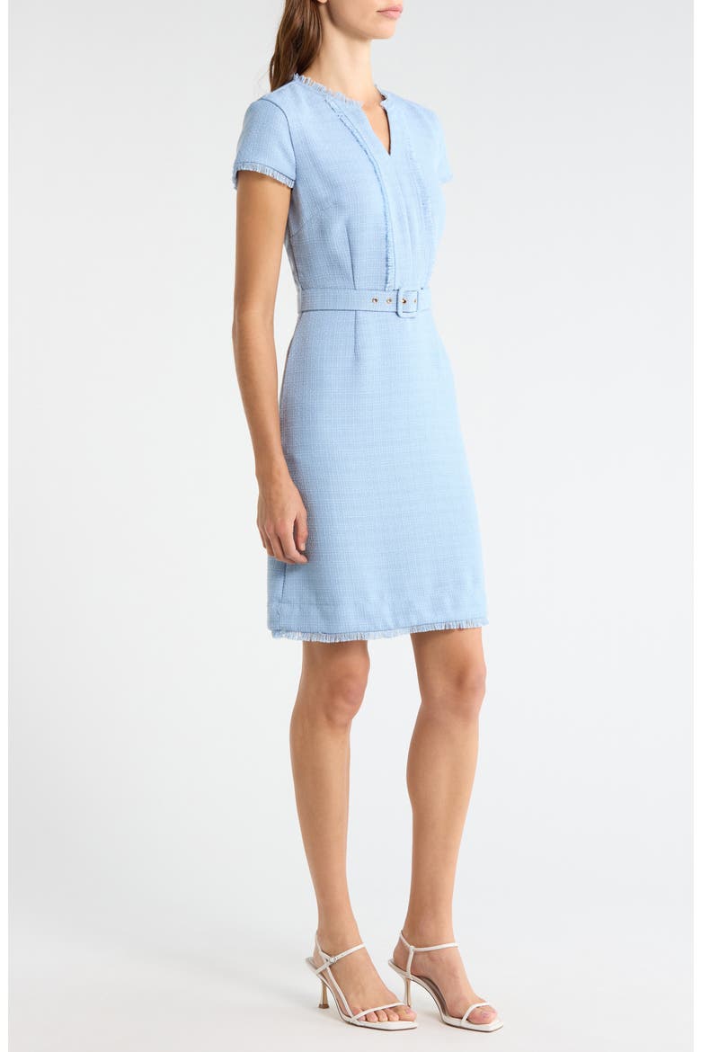 Bouclé Sheath Dress, Alternate, color, SKY BLUE