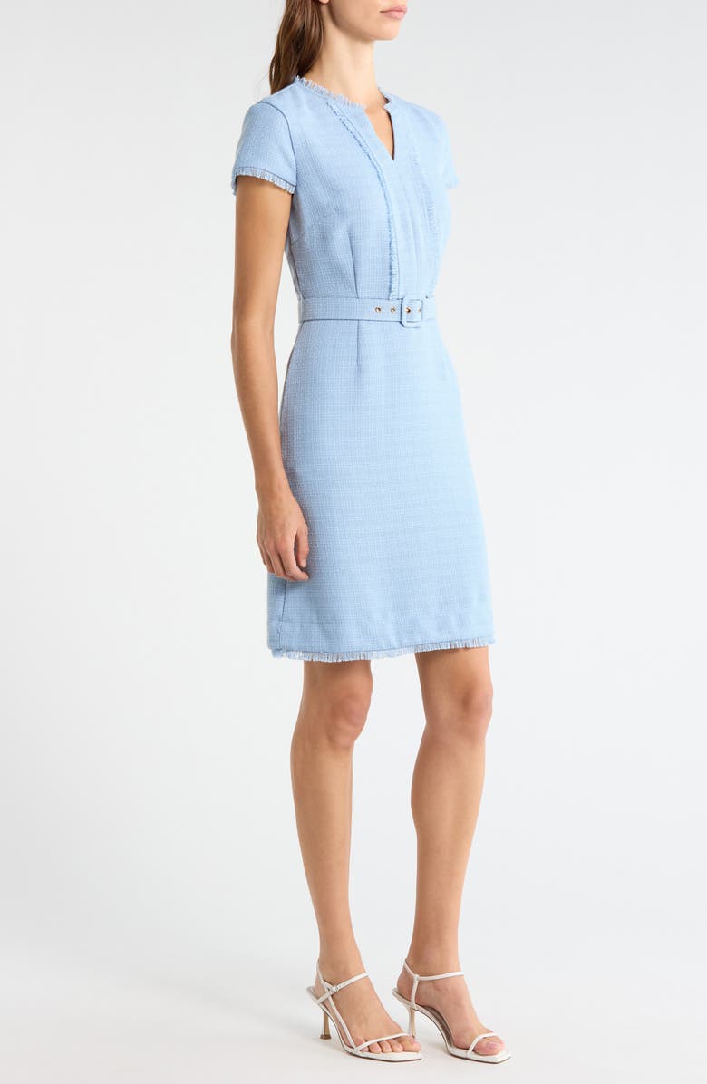 Tahari ASL Bouclé Sheath Dress, Alternate, color, Sky Blue