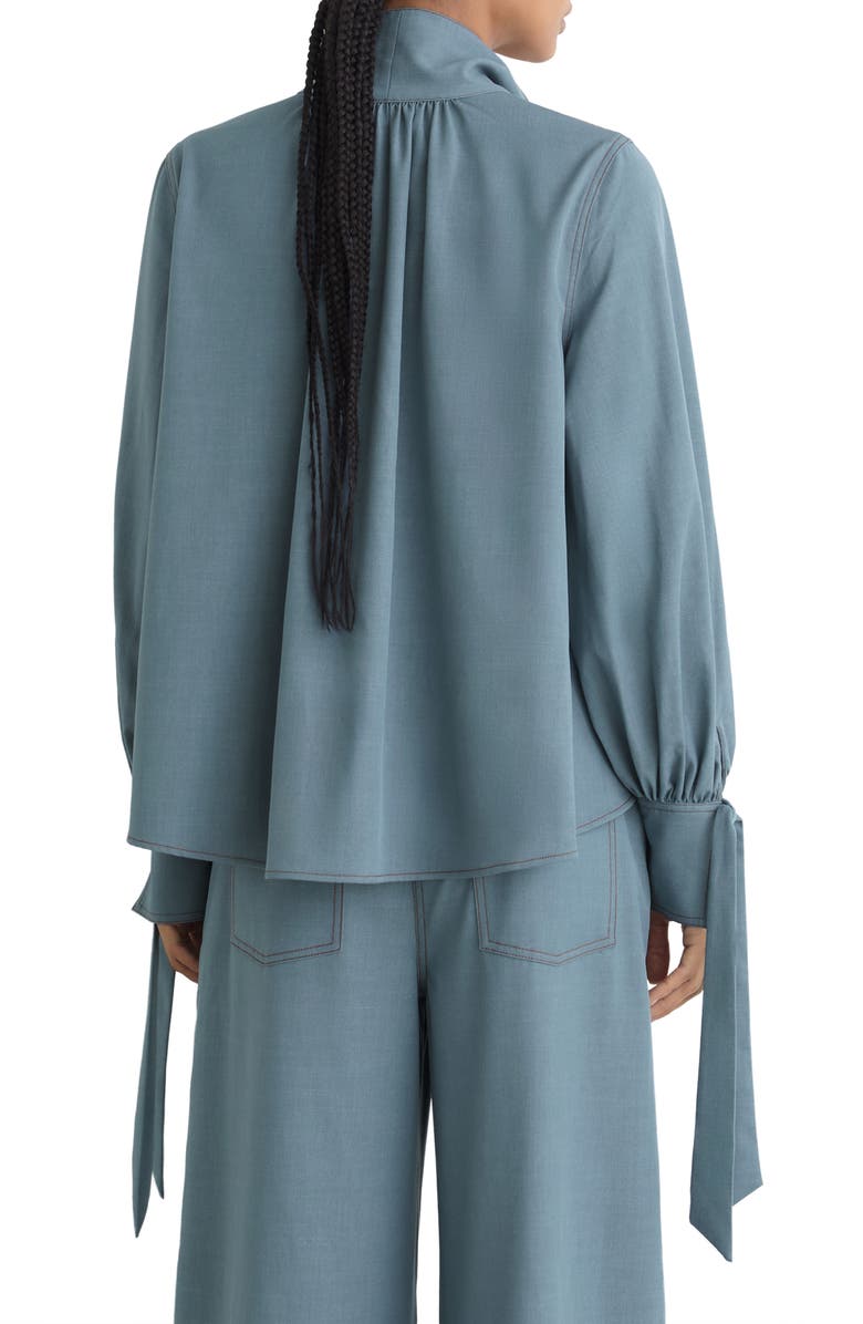 Reiss Tie-Neck Blouse, Alternate, color, Light Blue