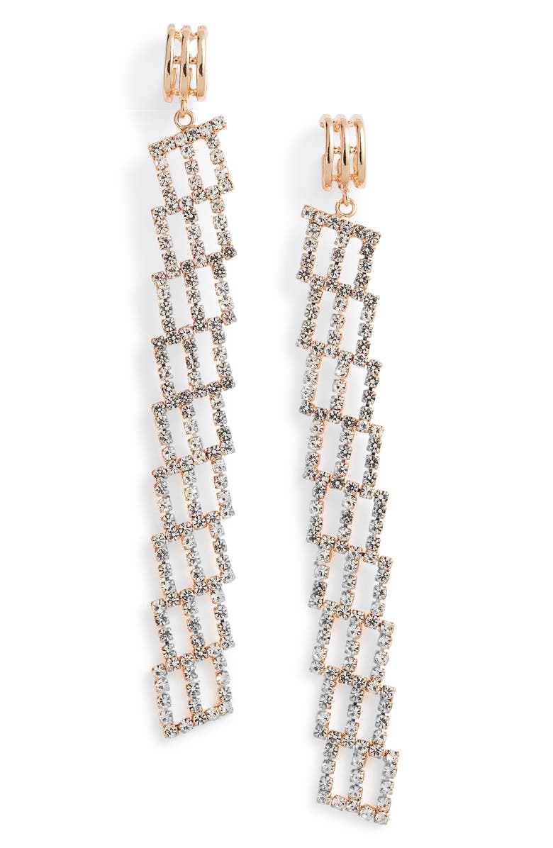 Open Edit Pavé Drama Linear Drop Earrings, Main, color, 