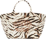 Ganni XXL Zebra Print Shopper Bag