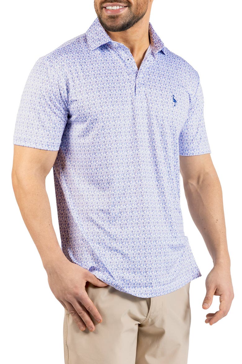 Bottoms Up Print Performance Polo, Alternate, color, BLUE