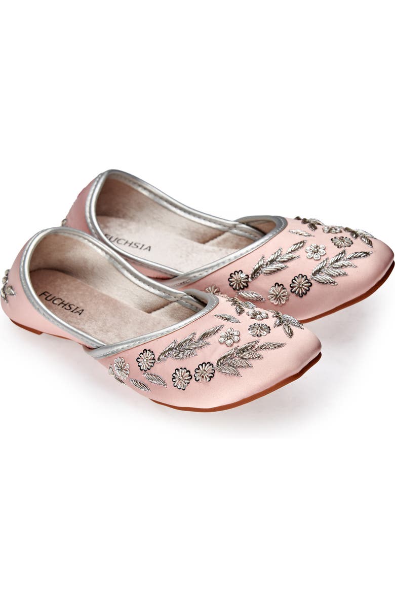 FUCHSIA Amira Floral Embroidered Jutti Flat, Alternate, color, Rosegold