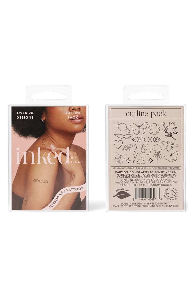 INKED by Dani Outline Temporary Tattoos, Alternate, color, Black
