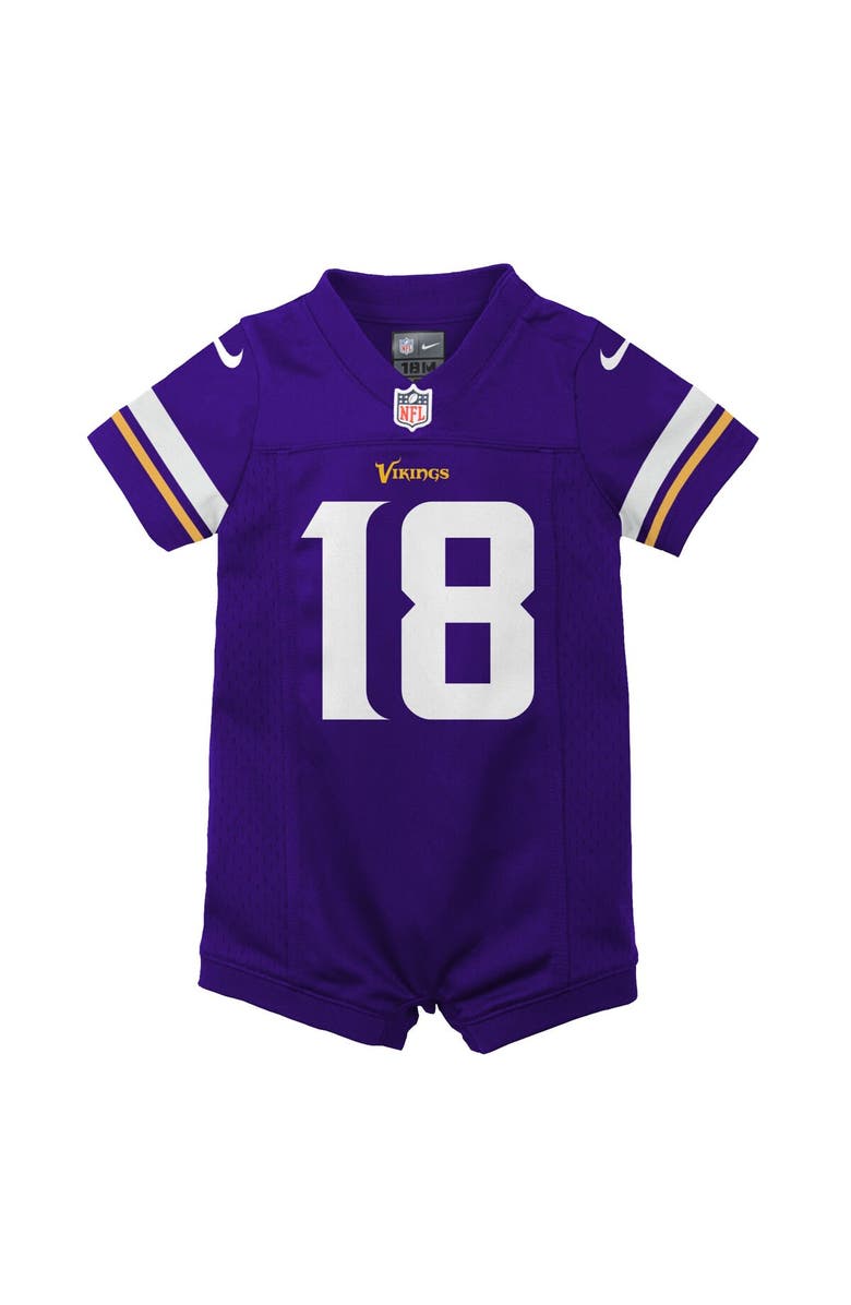 Nike Newborn & Infant Nike Justin Jefferson Purple Minnesota Vikings Game Romper Jersey, Alternate, color, Purple