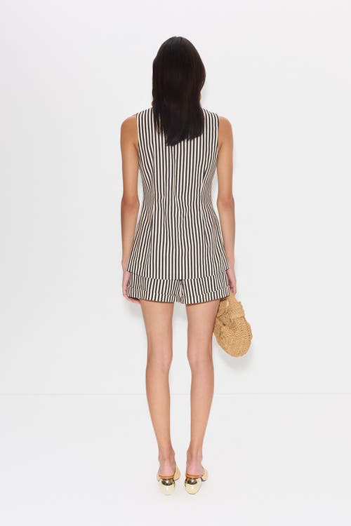Simonmiller Como Linen Shorts In Black/macadamia Micro Stripe