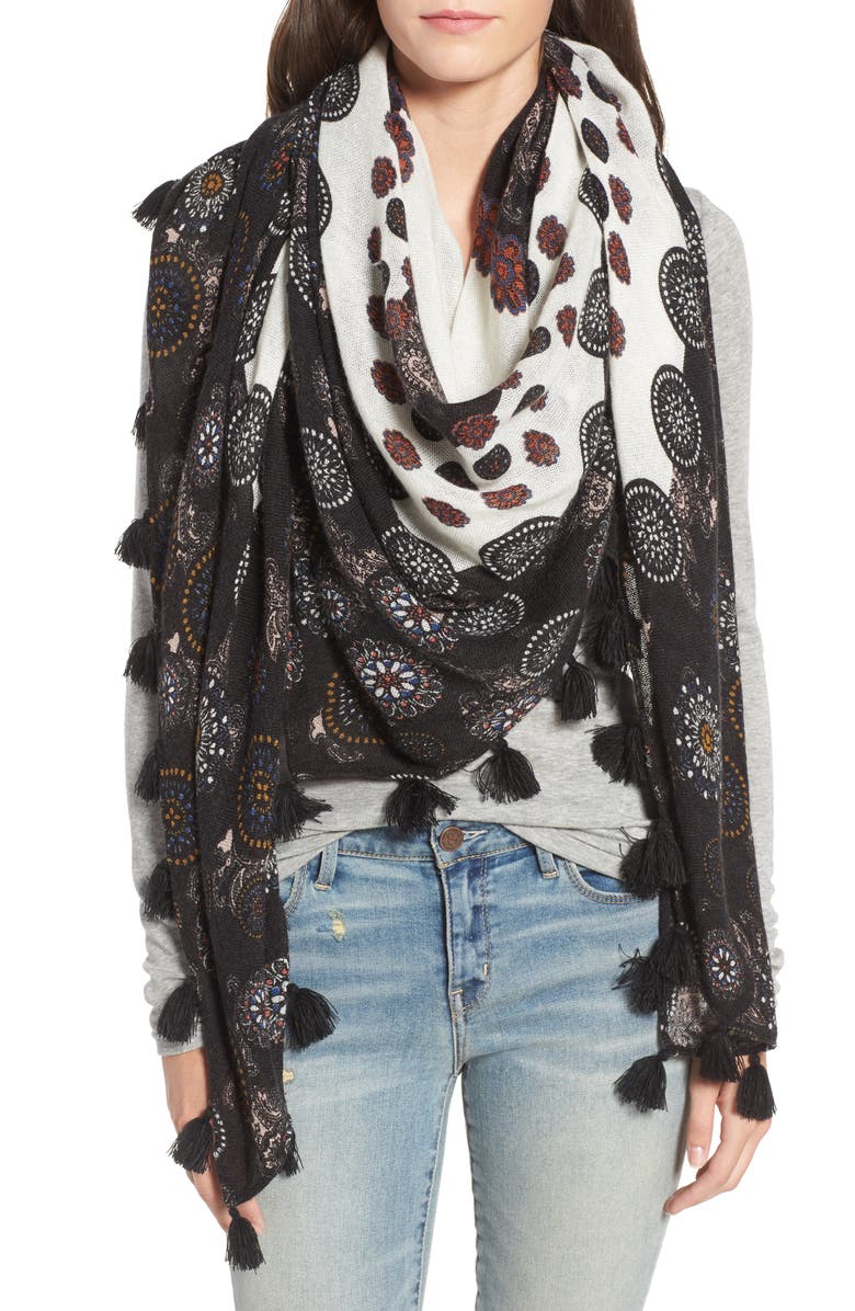 Treasure & Bond Retro Medallion Tassel Scarf, Main, color,