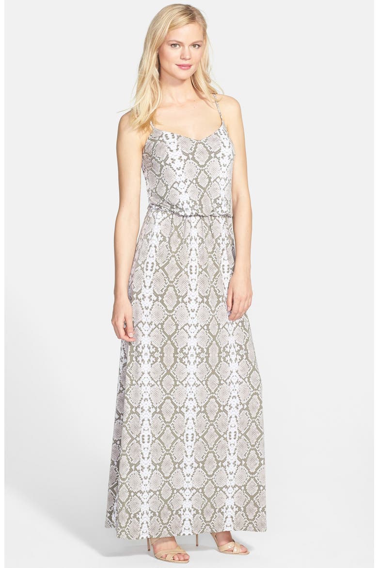 Snake Print Satin Maxi Dress, Main, color, NATURAL