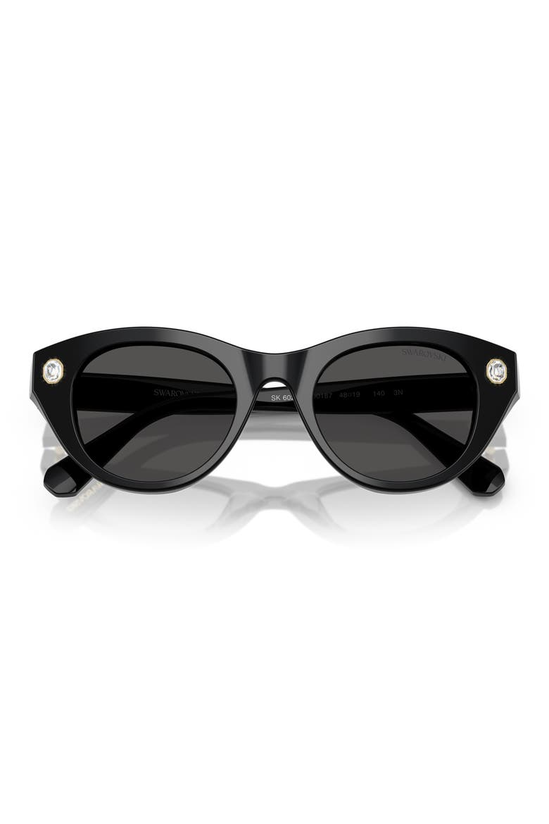 48mm Round Sunglasses, Alternate, color, BLACK