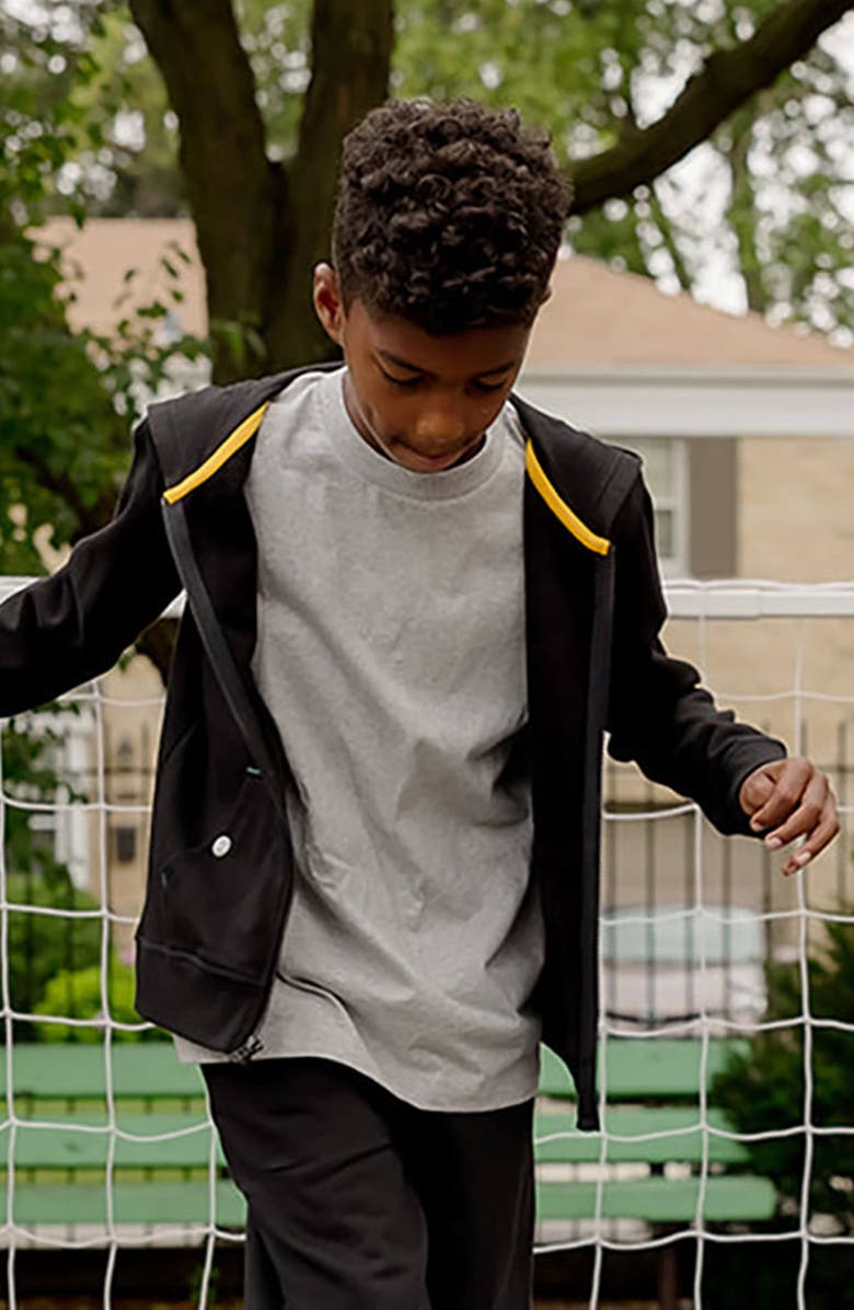 Mightly Organic Cotton Zip Up Pocket Hoodie, Alternate, color, Black