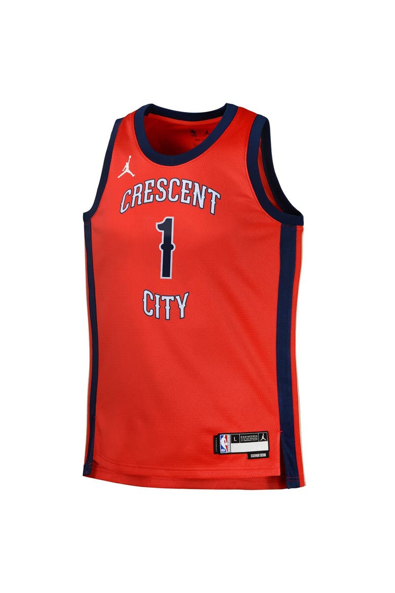 Swingman Jersey Jordan Brand Zion Williamson Red New Orleans Pelicans Statement, Alternate, color, Red